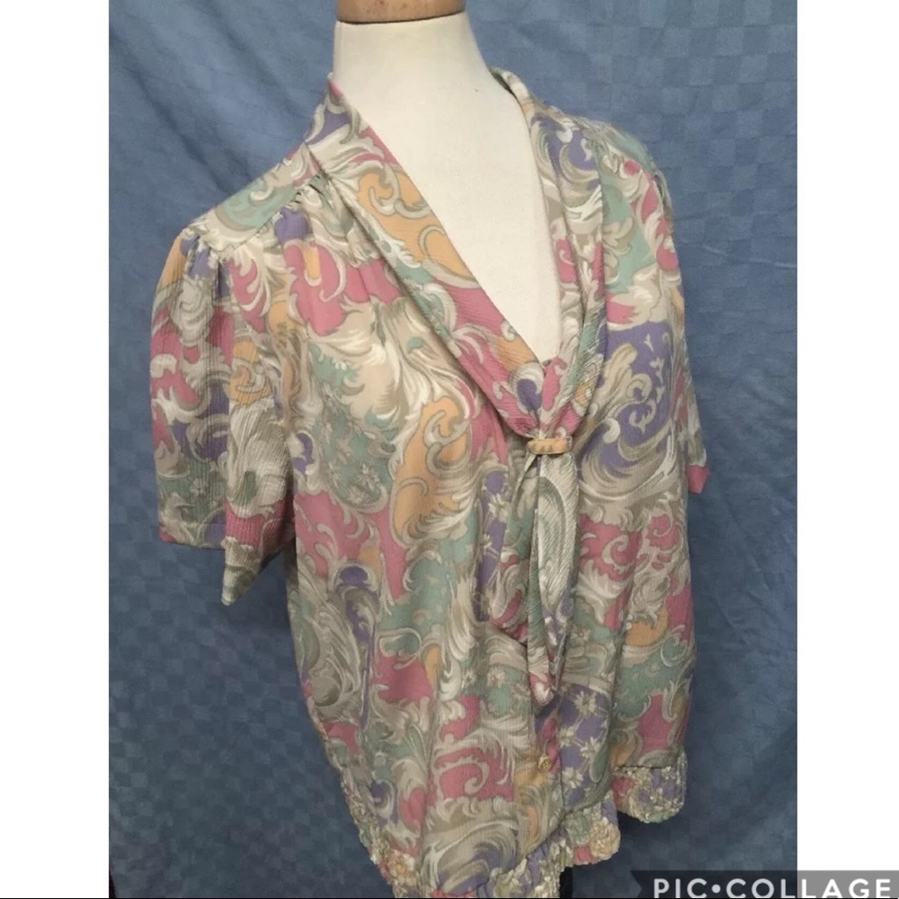 🖤Vintage ALFRED DUNNER PETITE colorful blouse